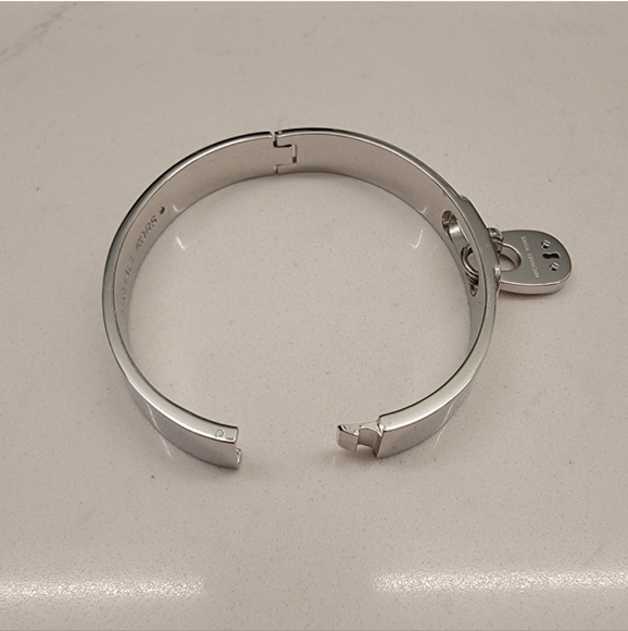 Michael Kors Stackable Bangle Sterling Silver Bracelet with Lock Charm - Picture 4 of 5